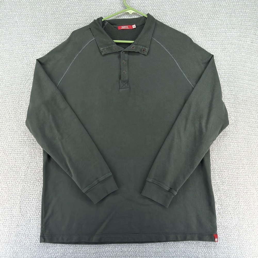 Jake Agave‎ Shirt Mens XL Green Warren Long Sleeve Polo Supima AgaveLux USA Made